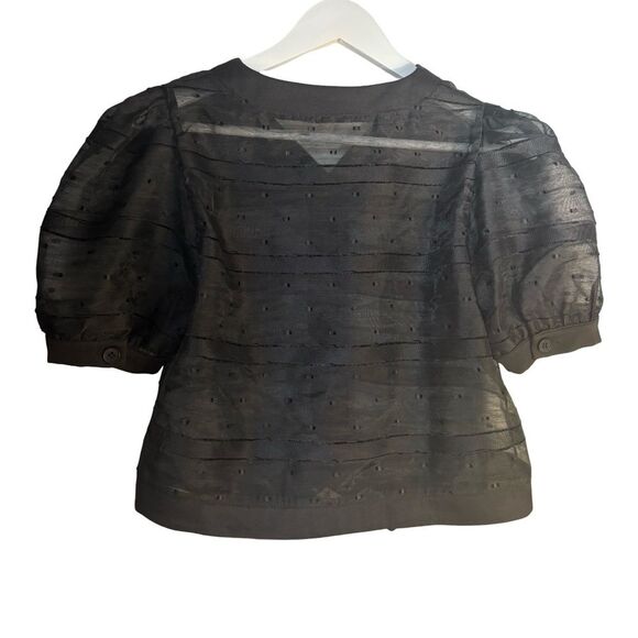 NWOT Sheer Puff-Sleeve Crop Blouse - Picture 6 of 6